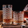 300 мл/330 мл Стеклянная чашка с ромбовидным рельефом Изысканные бокалы для виски Коктейльные бокалы для бренди Премиальные стаканы для питья Стаканы для сока и напитков