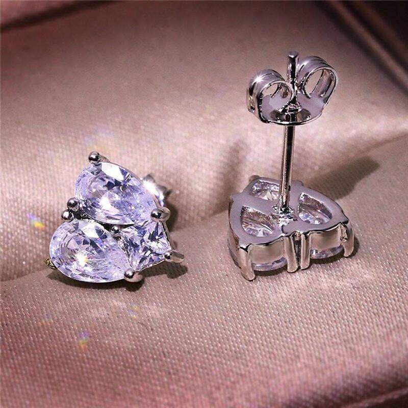 BELLA BOX Новые модные серьги-гвоздики в форме сердца для свадьбы, помолвки, серебряные эстетические серьги высокого качества, женские украшения