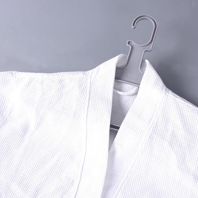 Hotel Inn All-Cotton Waffle Bathrobe with Reversible Collar - Perfect for Four Seasons, Hot Springs, and Salons - White Robe