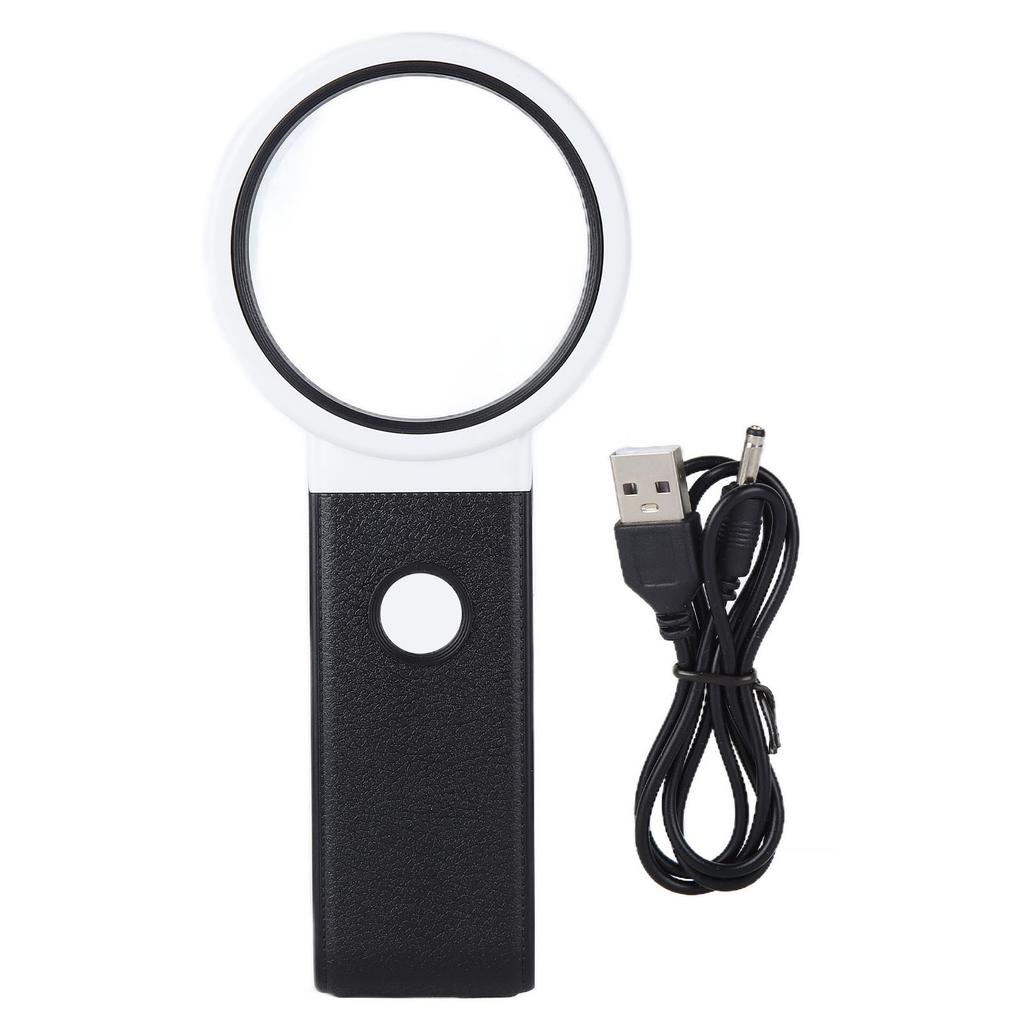 LED Magnifier ABS Handheld Magnifying Glass Foldable HD Lens for Observation and Electronic