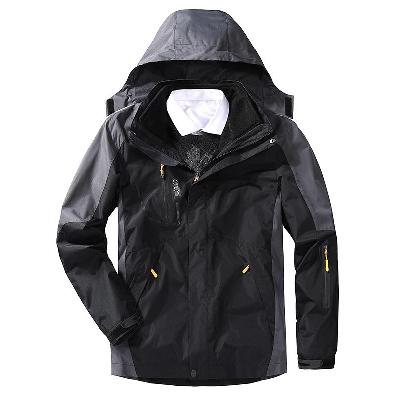 Mens Winter Jacket 3 In 1 Waterproof Warm Snow Fleece Lining Coat Hooded Windproof Jacket M-6XL