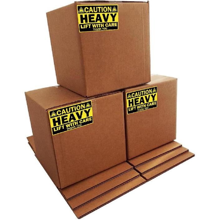 4x6inch Larger Caution Heavy Shipping Stickers 100pcs Yellow Heavy Lift with Care Warning Labels Heavy Special Handling Warehouse Pallet Label for