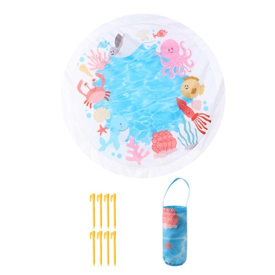 1 Набор Детский Плескательный Бассейн Пляжное Одеяло с Сумкой для Колышков Легкий Портативный Складной 2-в-1 Летние Каникулы Малыши Плескательный Бассейн Уличный Коврик для Кемпинга