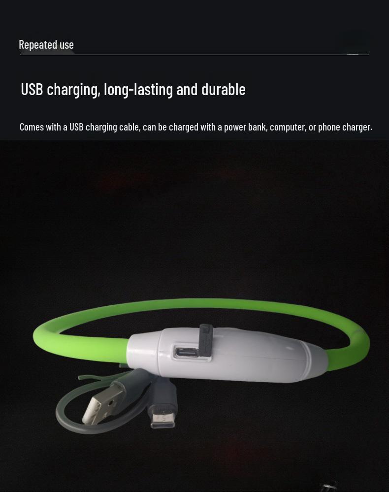USB Rechargeable LED Dog Collar with Type C Port for Night Visibility