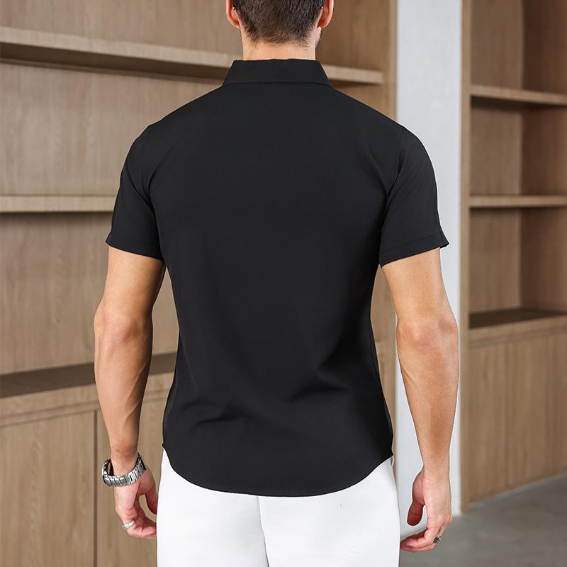 Мужская рубашка с коротким рукавом, однотонная, в стиле business casual, для летней моды, не требует глажки, удобный и универсальный топ