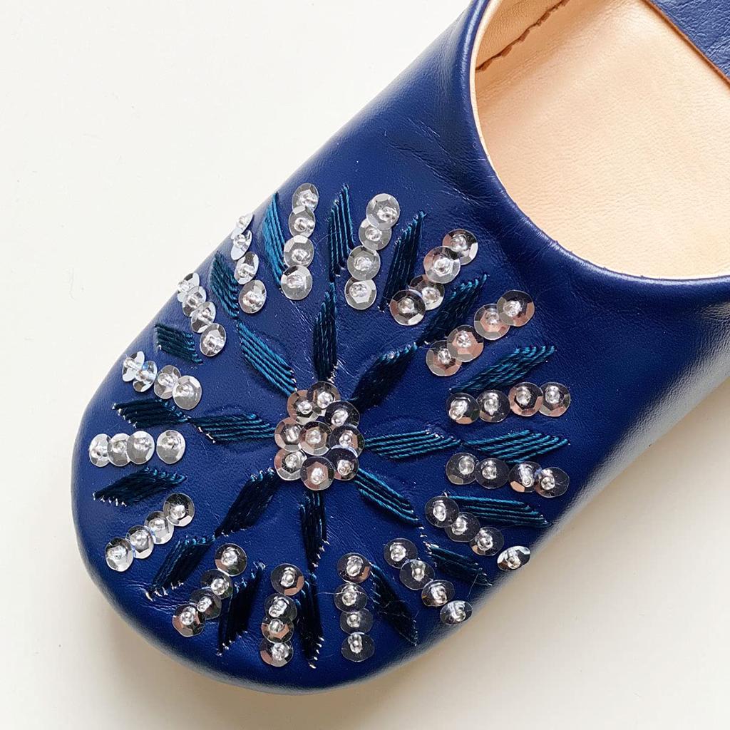 Sequined Babouche Bag Twilight Blue L [dear Morocco] // // (24.5 Cm)