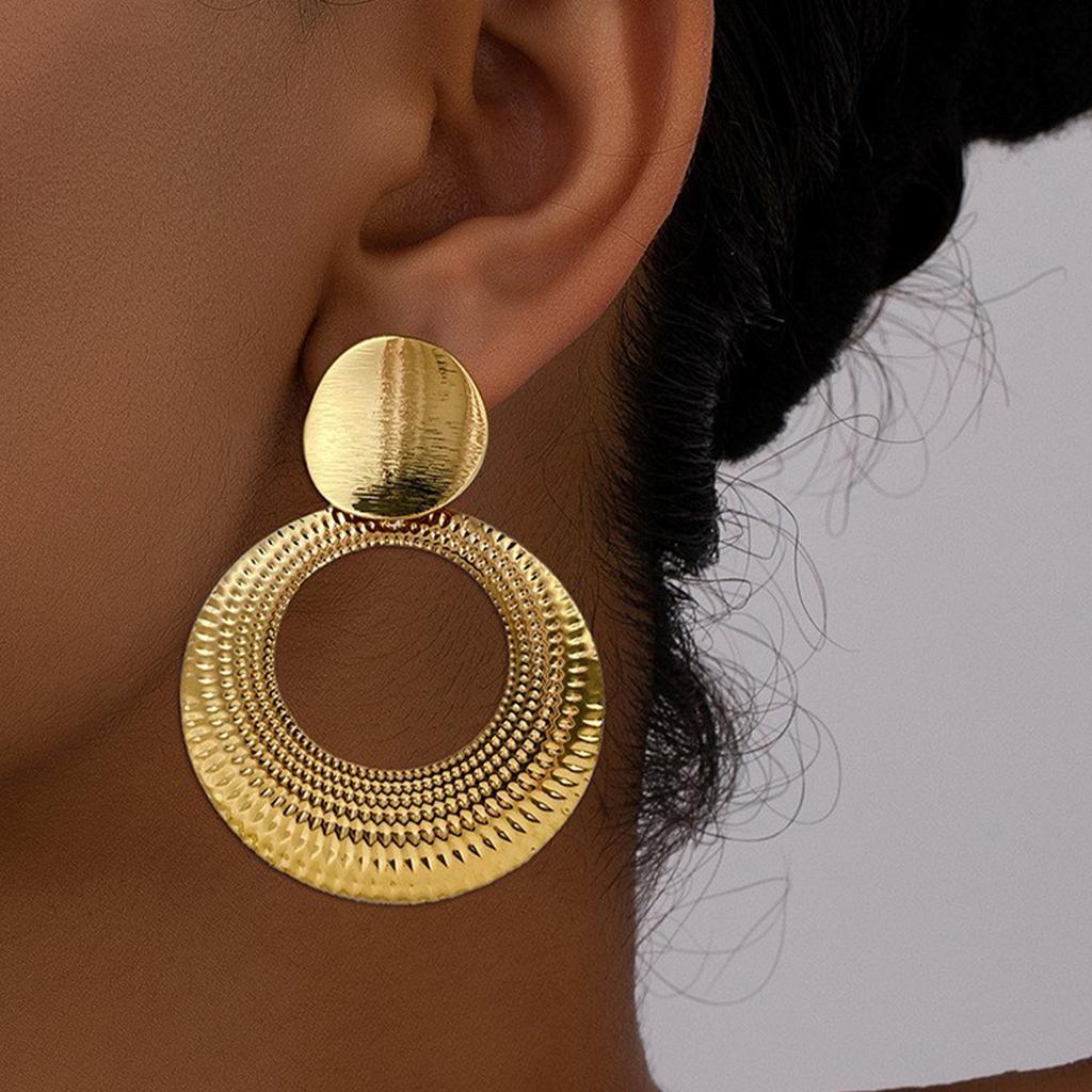Geometric Circle Studs Earrings Statement Round Hoop Earrings Alloy Ear Studs Wedding Accessories Jewelry for Women