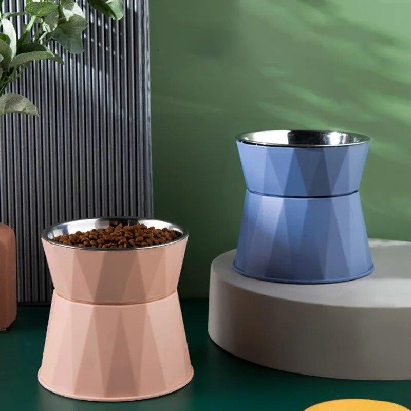 Stainless Steel Kitten Bowl High Foot Dog Bowl Neck Protector Cat Pet Food Water Bowl Pet Feeding Cup Pet Feeder Bowl