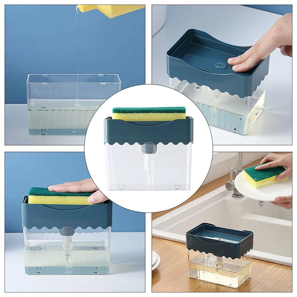 Диспенсер для жидкого мыла прессового типа с держателем для губки, легко заполняемая коробка для жидкого мыла для столешницы