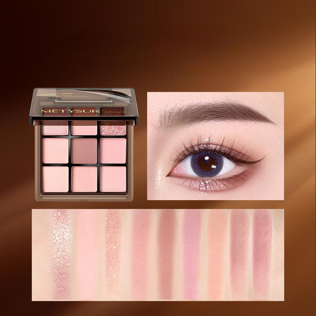 Nine-color Eyeshadow Palette, Matte, Shimmery, Earth-toned, Long-lasting, Powder-free Contouring Eyeshadow