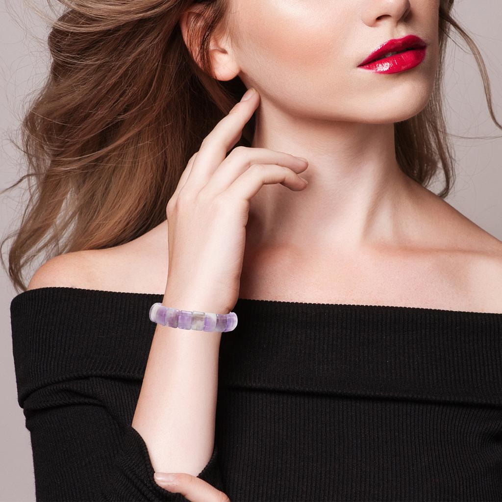Браслет с аметистом, смешанный цвет, чисто натуральный, высокоэластичный хрустальный браслет для юбилея вечеринки