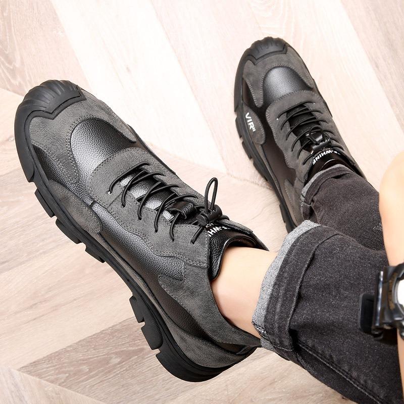 Хлопковые туфли мужские зимние кожаные шерстяные нескользящие и теплые высокие уличные повседневные i туфли хлопковые ботинки на толстой подошве и толстой подошве