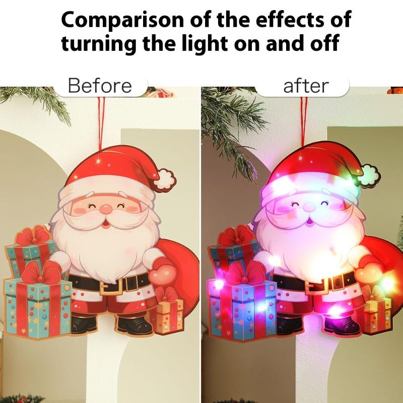 1Pc Luminous Door Hanging Decorations Christmas Home Diy Colorful Lights Snowman Scene Arrangement Hanging Decorations