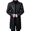 Thickened Long Leather Coat Men's Lapel Fur One Knee Leather Coat Men's Coat