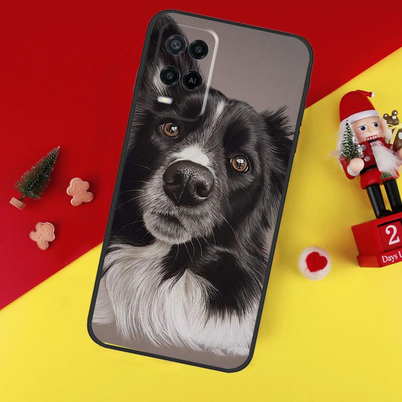 Акварельный чехол Border Collie для Oppo A38 A18 A58 A78 A98 A74 A94 A54 A80 A60 A40 A96 A76 A16 A15 A17 A57 A5 A6 Pro