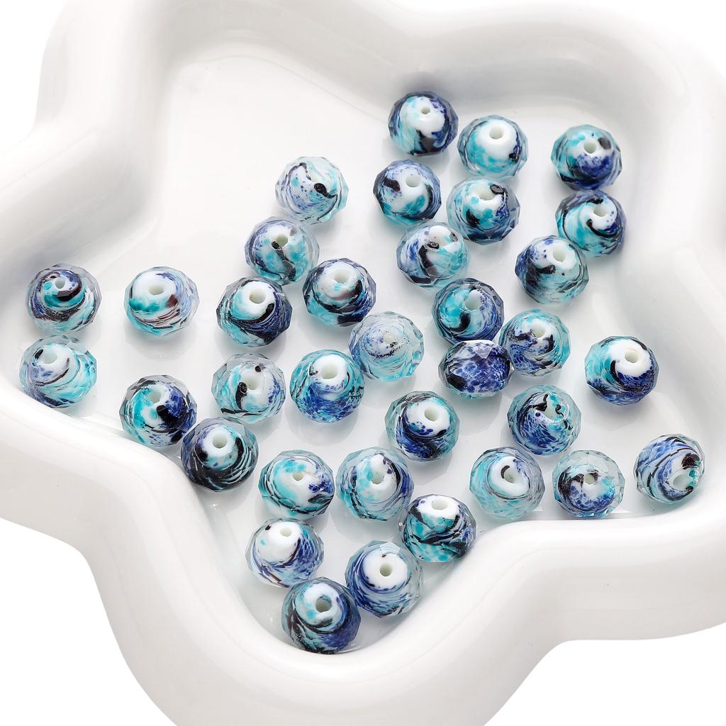 Разноцветные бусины из витого стекла для изготовления украшений своими руками, 12x10 мм, плоские круглые