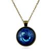 Vintage Amulet Pendant Necklaces Bronze Color Chain Blue Crystal for Childrends Toys Women Men Jewelry Gifts