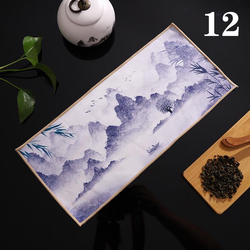 Chinese Super Absorbent High-end Tea Set Accessories Painted Thick Tea Towel
