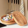 Imitation Rattan Bread Basket with Acrylic Lid for Food Storage Serving Multifunctional Woven Meal Basket for Fruits Pastries Keys Wallets