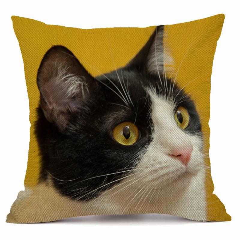 RZN черная льняная наволочка для домашнего животного и кота, квадратная декоративная наволочка для дивана, чехол для подушки с животным узором 45X45 см