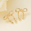 Simple Gold Color Sweet Bow Knot Earrings for Women Vintage Elegant Piercing Ear Accessories Fashion Female Party Jewelry Gifts