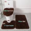 3 Pcs/set of Solid Color Bathroom Mat Set Fluffy Bristles Bath Blanket Modern Toilet Cover Blanket Set Rectangle