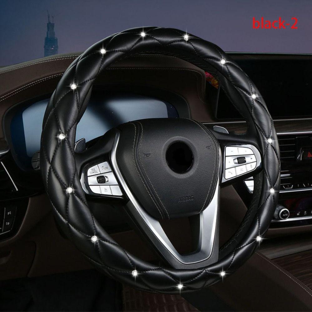 Fashion Diamond Black Pink Soft Auto Wheel Covers Cover Texture Steering Wheel Cover Car Glove