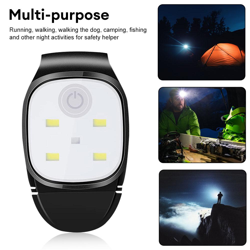 Светодиодная клипса-лампа 4 режима освещения Беговая клипса-лампа Предупреждение о безопасности для бега трусцой Ночная ходьба для рыбалки Пеший туризм USB-зарядка