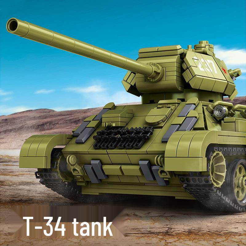 Cross-Compatible Lego WW2 Tiger T28 Heavy Battle Tank Fighter Building Blocks for Kids