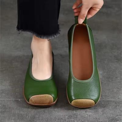 Модные GKTINOO Ретро Туфли-лоферы с квадратным носком и неглубоким вырезом, весна-осень 2025, новая коллекция, из натуральной кожи, на мягкой подошве, женские слипоны