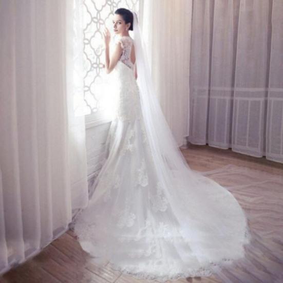 Bridal Veil Mesh Single-Layer Extra Long Wedding Banquet Beautiful Bride Veil Party Veil with