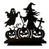 Деревянная центральная композиция DYS Witch для стола, Жуткий замок Черная кошка Настольное украшение для вечеринки на Хэллоуин, Многоуровневая подставка для декора стола
