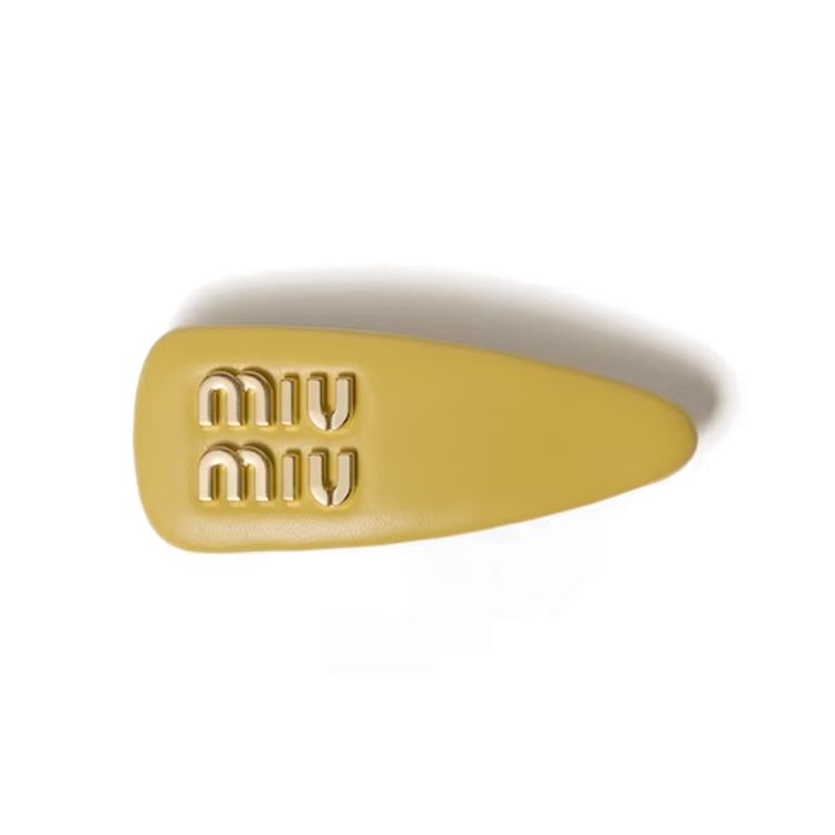 Miu Miu Letter Logo Leather Hair Clip Women accessories Yellow 5IF092_038_F068X