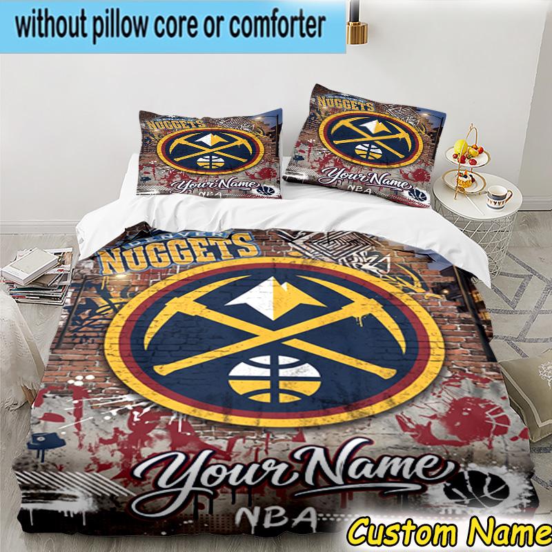 3pcs Custom Name Denver Basketball Team Bedding Set Includes 1 Duvet Cover & 2 Pillowcases for All Seasons Dormitory Home Decor Christmas gifts