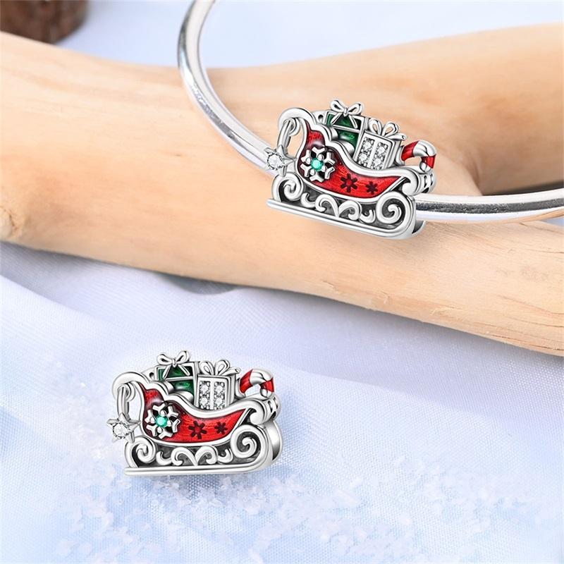 Copper Christmas Tree Charms Cat Send Flowers Bead Pendant Fit Original Charm Bracelets Women Diy Jewelry Gift