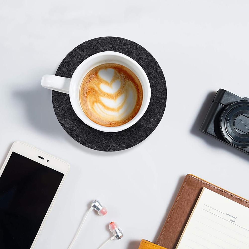 14 Pcs Round Felt Coasters with Storage Box Water Absorption Table Coaster for Drinks Cups Bar Glass