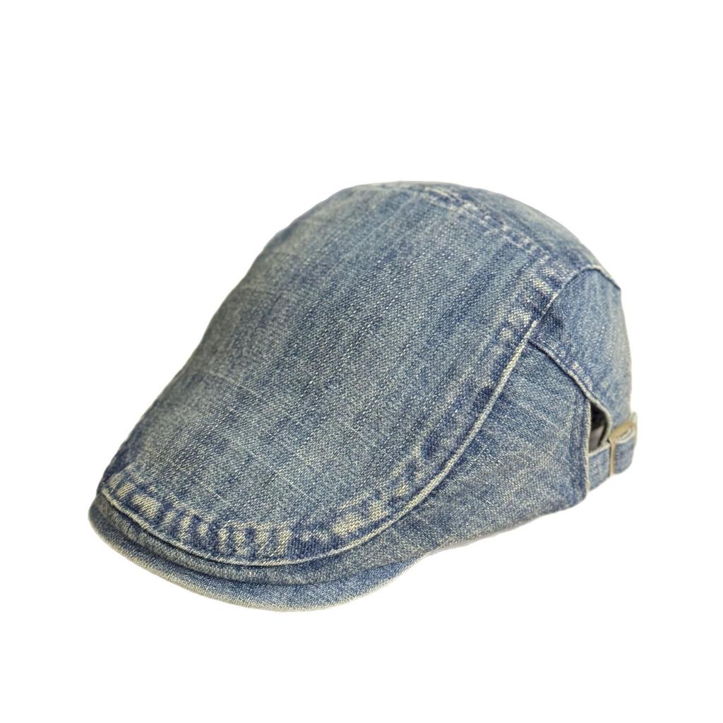 New vintage denim newsboy cap for women with large head circumference, British style octagonal painter's hat, fashionable and versatile new newsboy