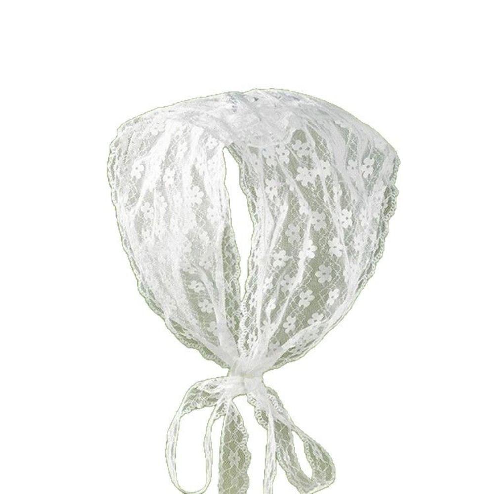 Solid Color Lace Headscarf Triangular Shape Pastoral Style Scarf Summer Season
