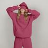 Womens Solid Color Hooded Oversized Sweatshirt Long Sleeve Loose Fit Winter Top