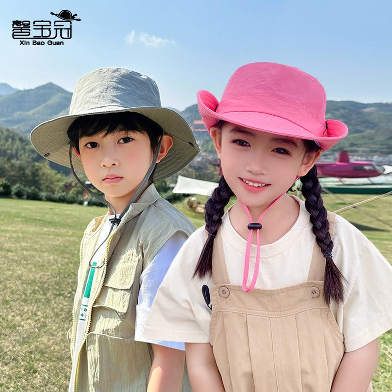 Children's hats summer boys and girls outdoor sunscreen hats quick-drying waterproof breathable sun hat large brim bucket hat