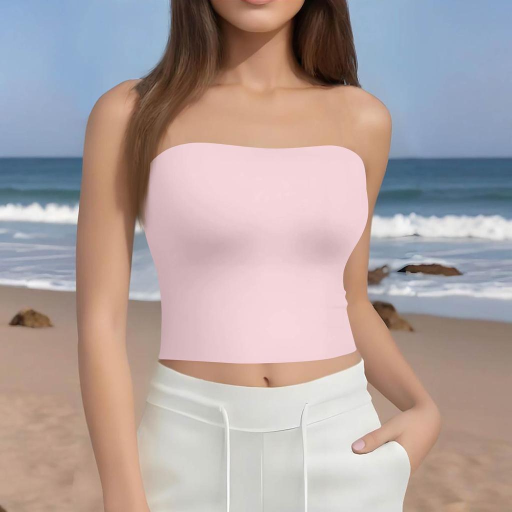 Crop Tops For Women Sexy Cami Tank Summer Tube Sleeveless Solid Camisole Shirt Vest