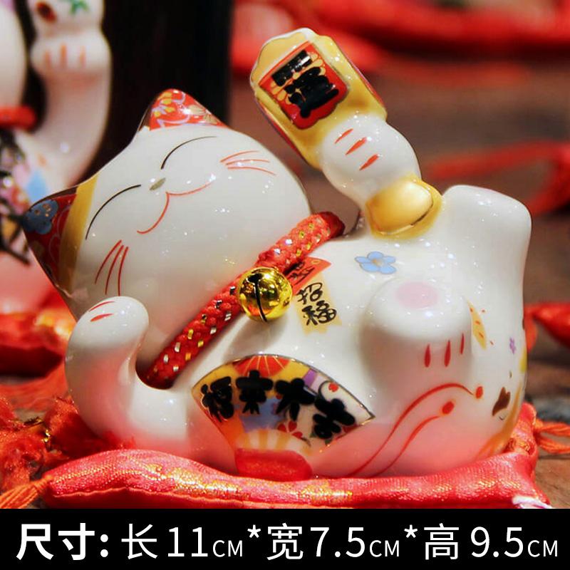 Миниатюрная керамическая статуэтка «Кот удачи», настольное украшение, деловой подарок на удачу и процветание