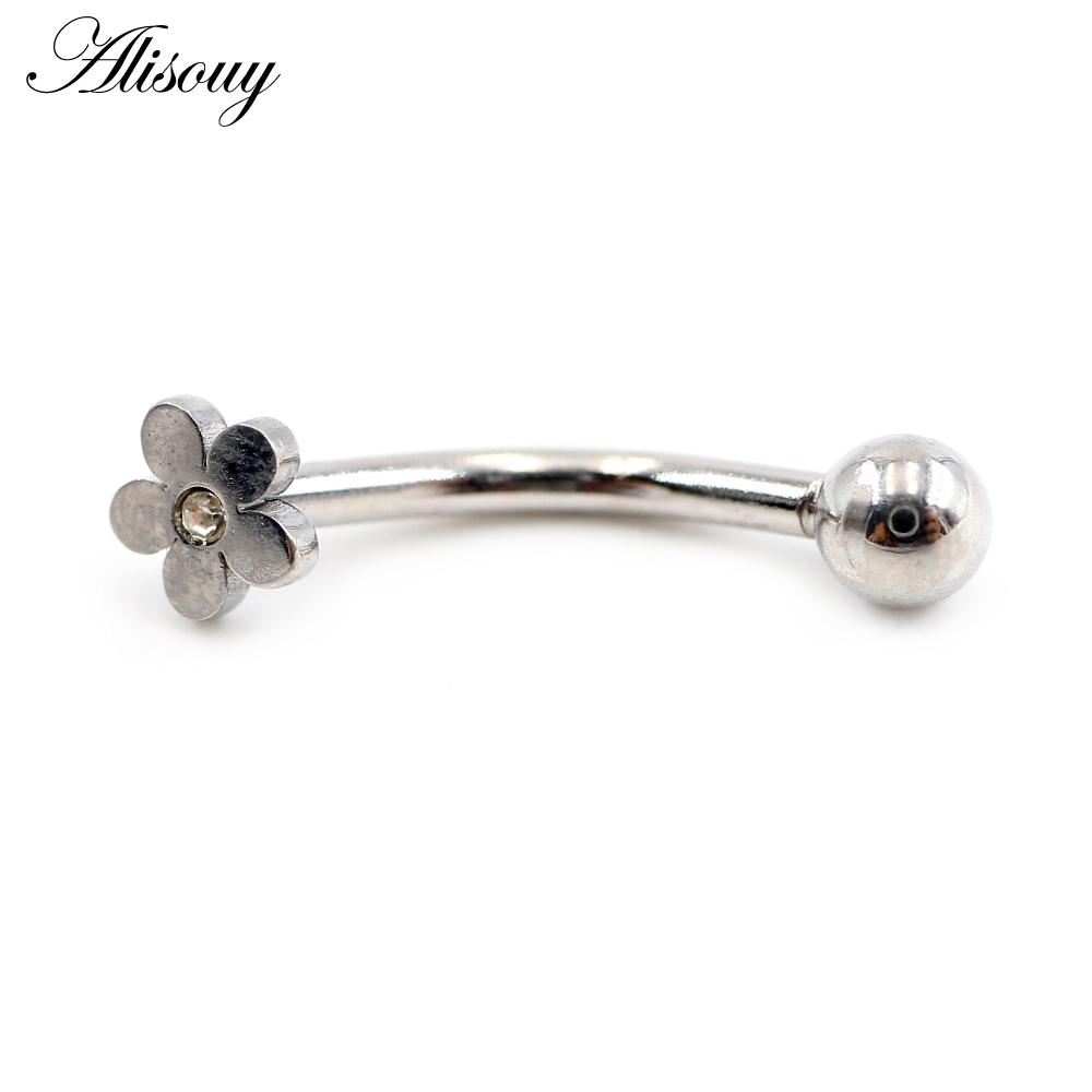 Alisouy 2 шт., сердце, крест, звезда, цветок, сталь, циркон, CZ, изогнутое кольцо для губ, кольцо для губ, серьги Daith Helix, украшения для пирсинга