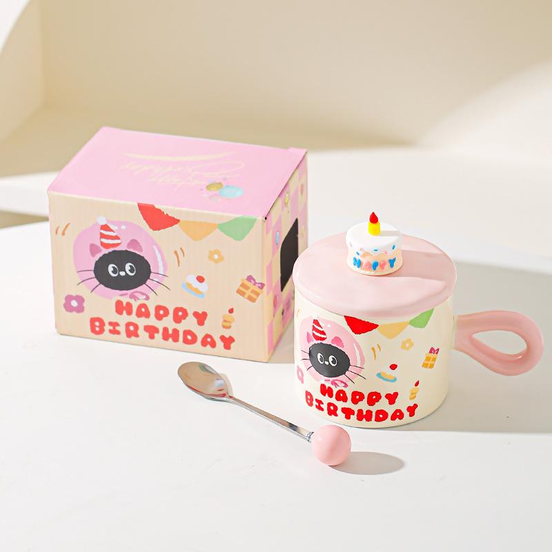 Милая мультяшная кошка керамическая кружка пара чашка для воды подарочная коробка высокой ценности сувенир подарок на день рождения чашка для завтрака