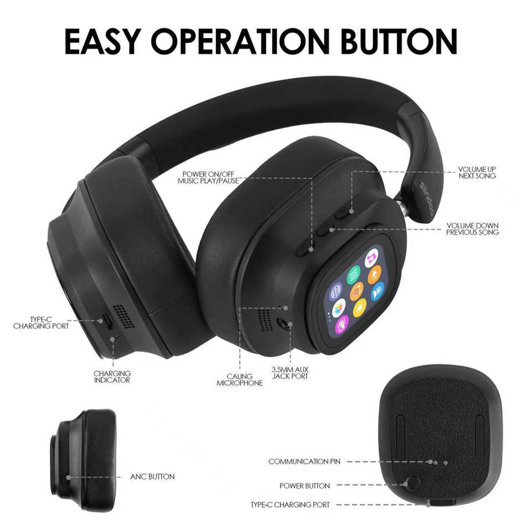 Спортивные Bluetooth-наушники с сенсорным экраном и шумоподавлением (ANC) - Полноразмерные, Шумоподавляющие, Прозрачная модель 930plus