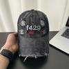 Washed hole letter embroidery baseball cap summer wide brim retro denim sun hat showing face small men's and women's peaked caps