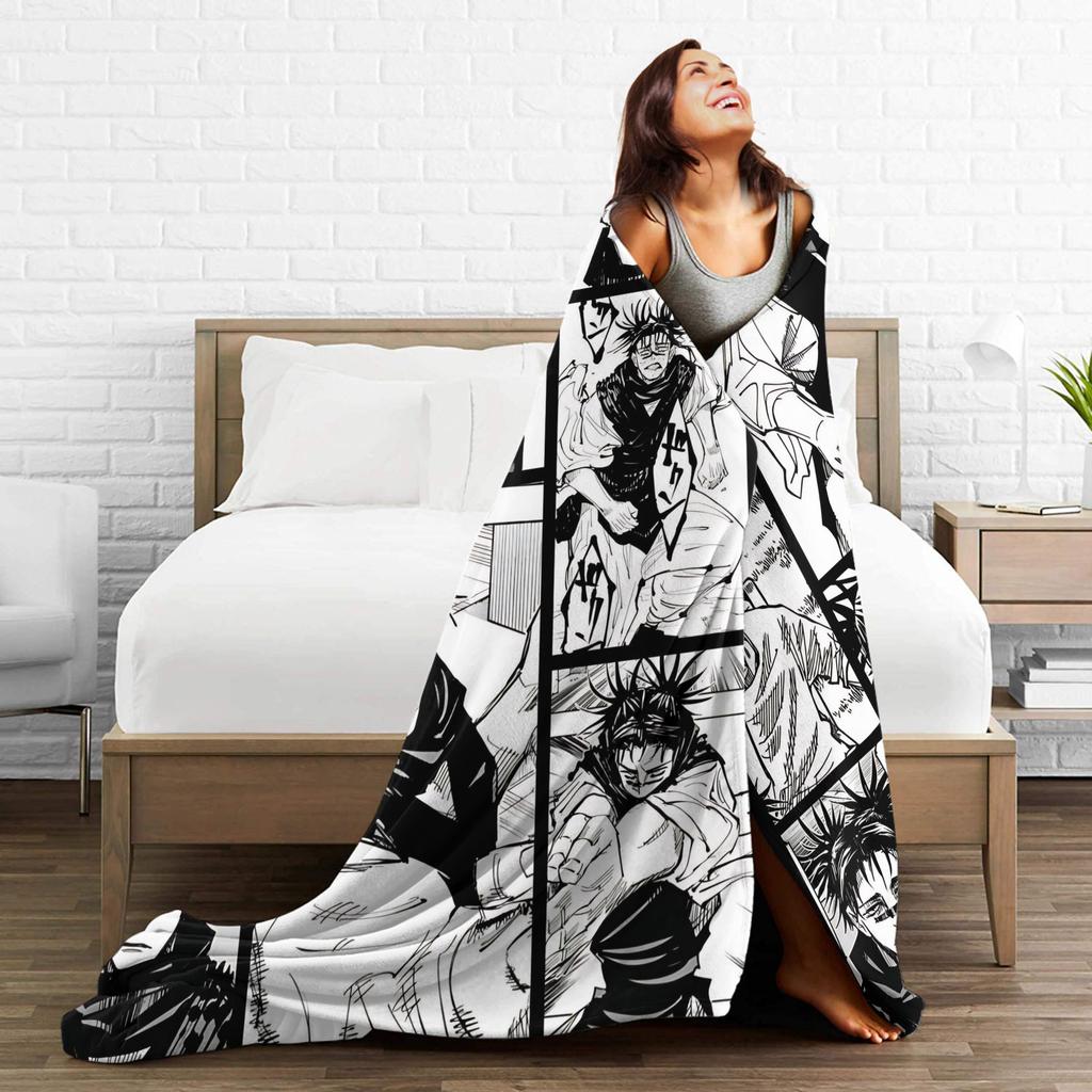 Choso Blanket Cover Flannel Kaisens Anime Lightweight Thin Throw Blanket for Car Sofa Couch Bed Rug