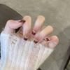 Новогодний осенний и зимний бордовый французский отбеливающий носимый ноготь накладной ноготь патч нейл-арт флеш-ноготь в стиле инстаграм нейл-арт