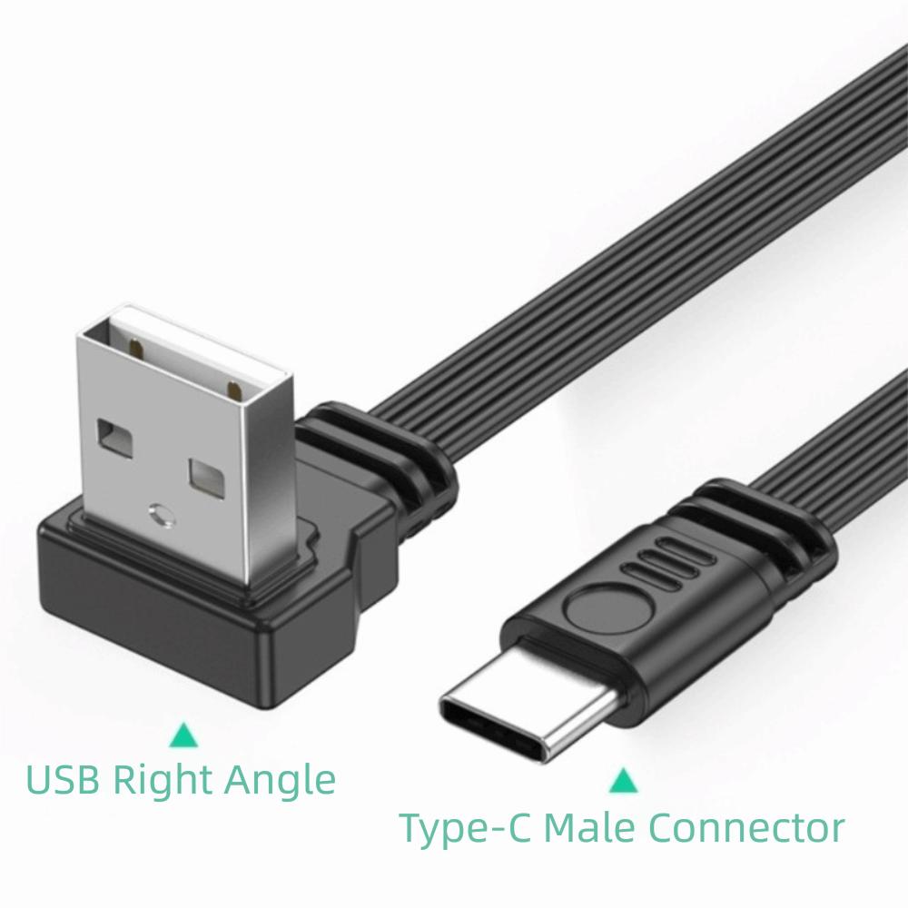 90 Degree Type C Data Cable Flat Flexible Mobile Game Cable USB C Charging Cable Data Transfer