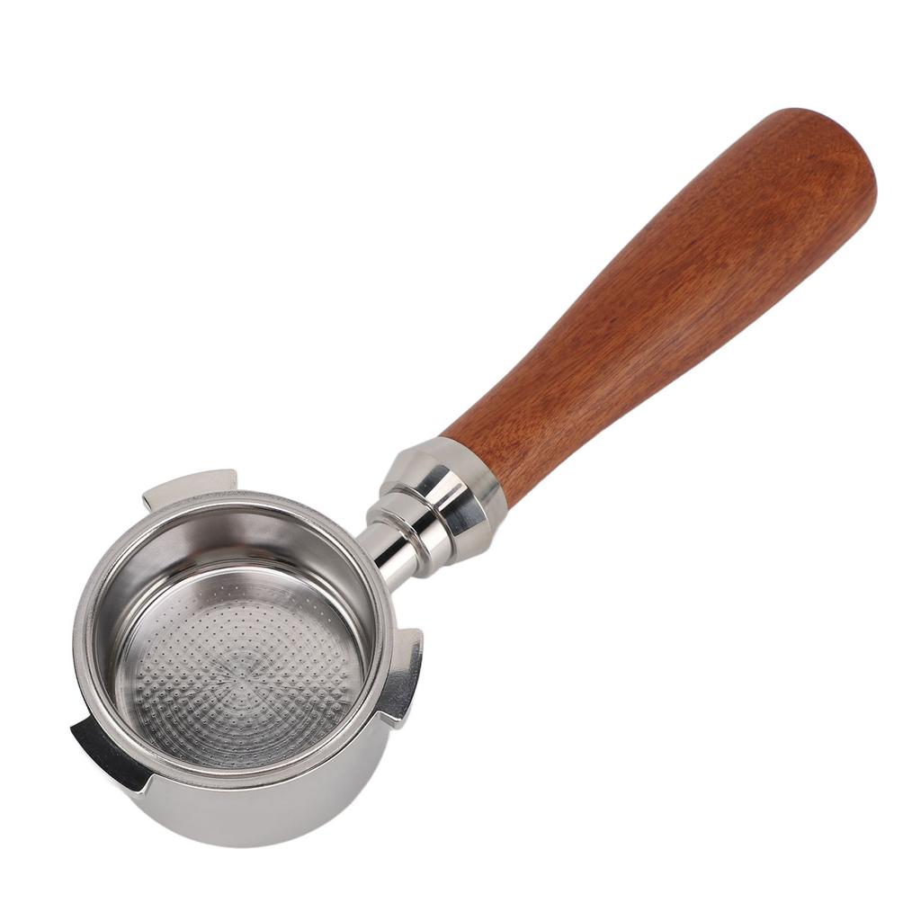 51mm Portafilter with Solid Wood Handle Ultra Fine Mesh Detachable 3 Ear Bottomless Portafilter for